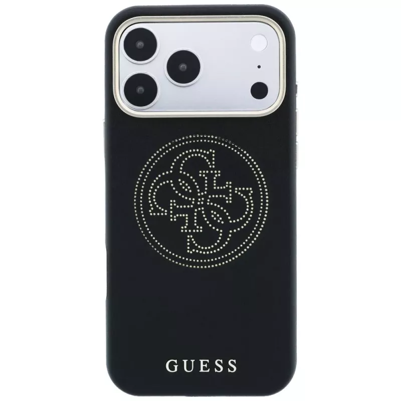 Guess Perforated 4G Gold Logo MagSafe θήκη για iPhone 18 Pro / 17 Pro, μαύρο