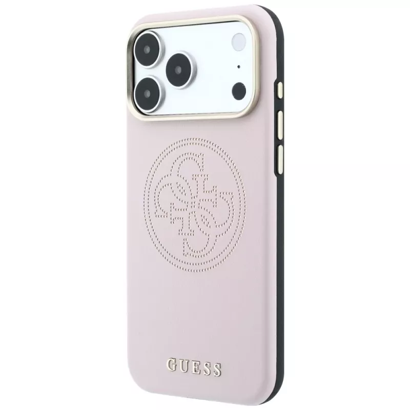 Guess Perforated 4G Gold Logo MagSafe θήκη για iPhone 18 Pro Max / 17 Pro Max - ροζ