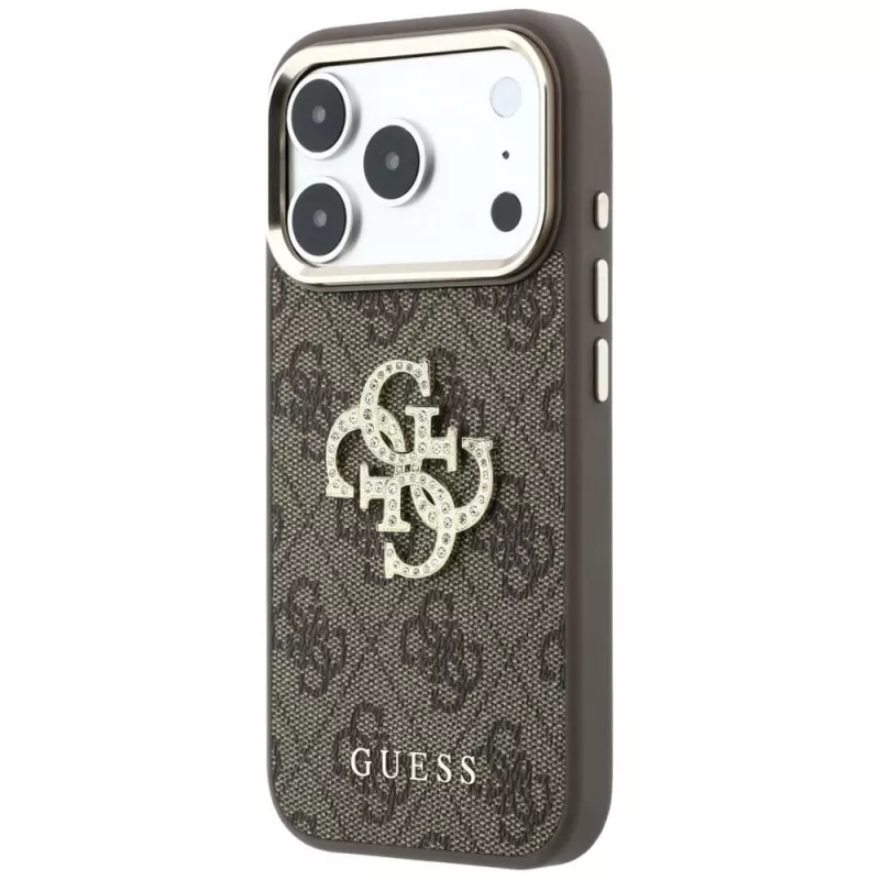 GUESS 4G & Big Strass Logo θήκη πλάτης για Apple iPhone 17 Pro Max / 18 Pro Max - καφέ