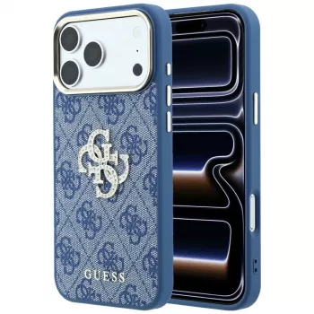 GUESS 4G & Big Strass Logo σκληρή θήκη για iPhone 18 Pro / 17 Pro - μπλε