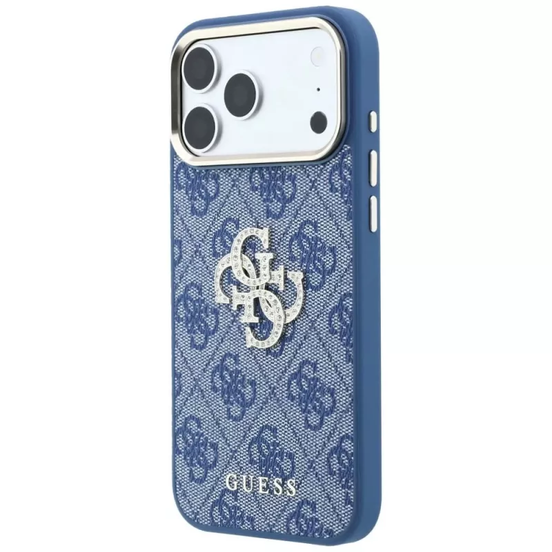 GUESS 4G & Big Strass Logo σκληρή θήκη για iPhone 18 Pro / 17 Pro - μπλε