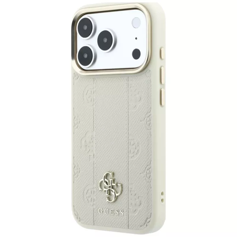 Guess Stripe Peony 4G Logo MagSafe θήκη για iPhone 18 Pro Max / 17 Pro Max - μπεζ