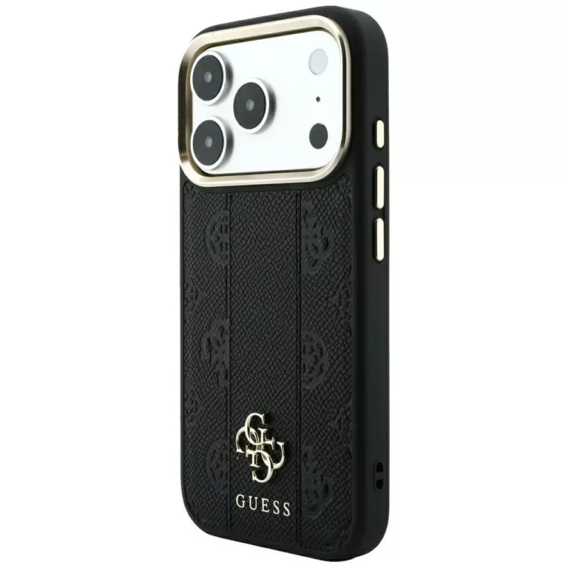 Guess Stripe Peony 4G Logo MagSafe θήκη για iPhone 18 Pro Max / 17 Pro Max - μαύρο