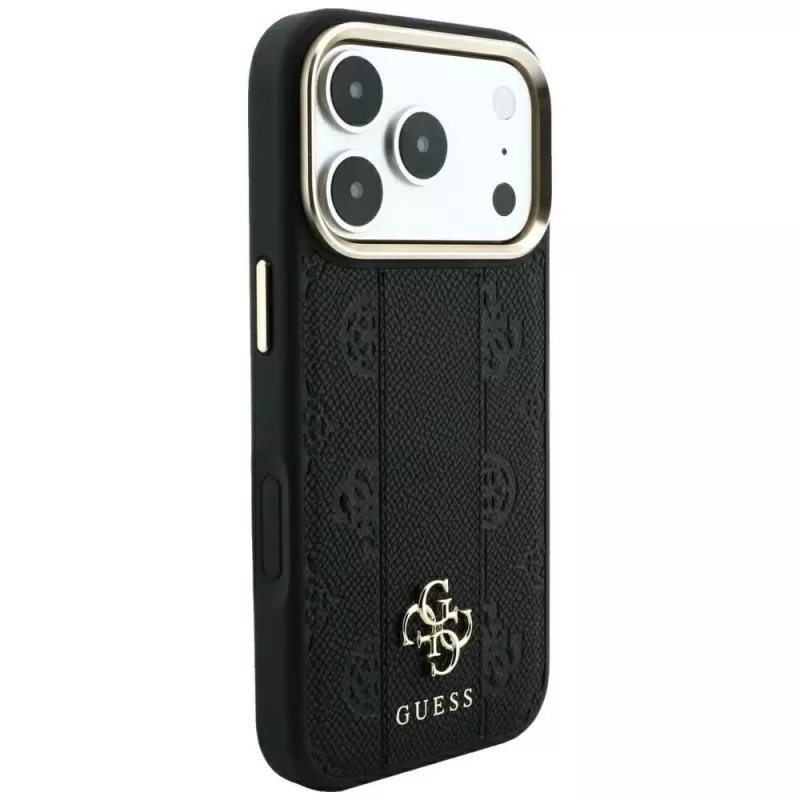 Guess Stripe Peony 4G Logo MagSafe θήκη για iPhone 18 Pro Max / 17 Pro Max - μαύρο