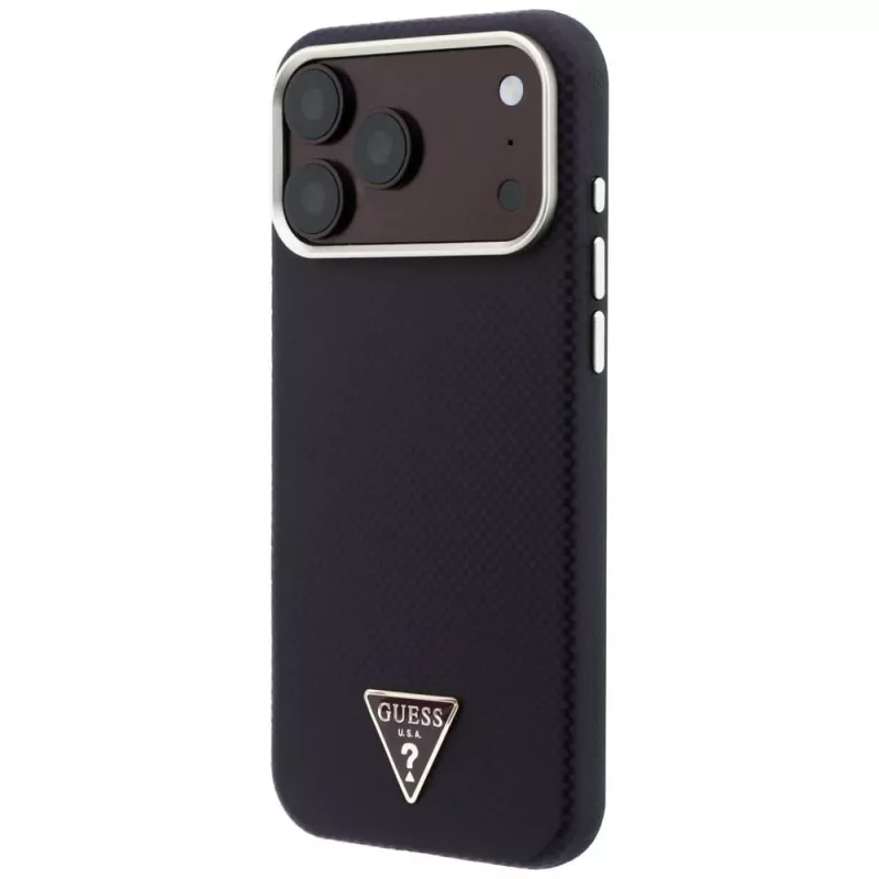 Guess Kevlar Triangle Logo MagSafe θήκη για iPhone 17 Pro / 18 Pro - βυσσινί