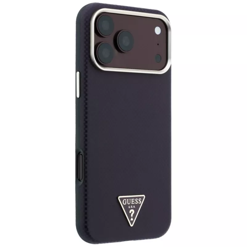 Guess Kevlar Triangle Logo MagSafe θήκη για iPhone 17 Pro / 18 Pro - βυσσινί