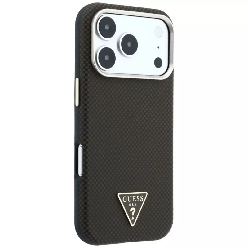 GUESS Kevlar Triangle Logo MagSafe θήκη για iPhone 17 Pro Max / 18 Pro Max - καφέ