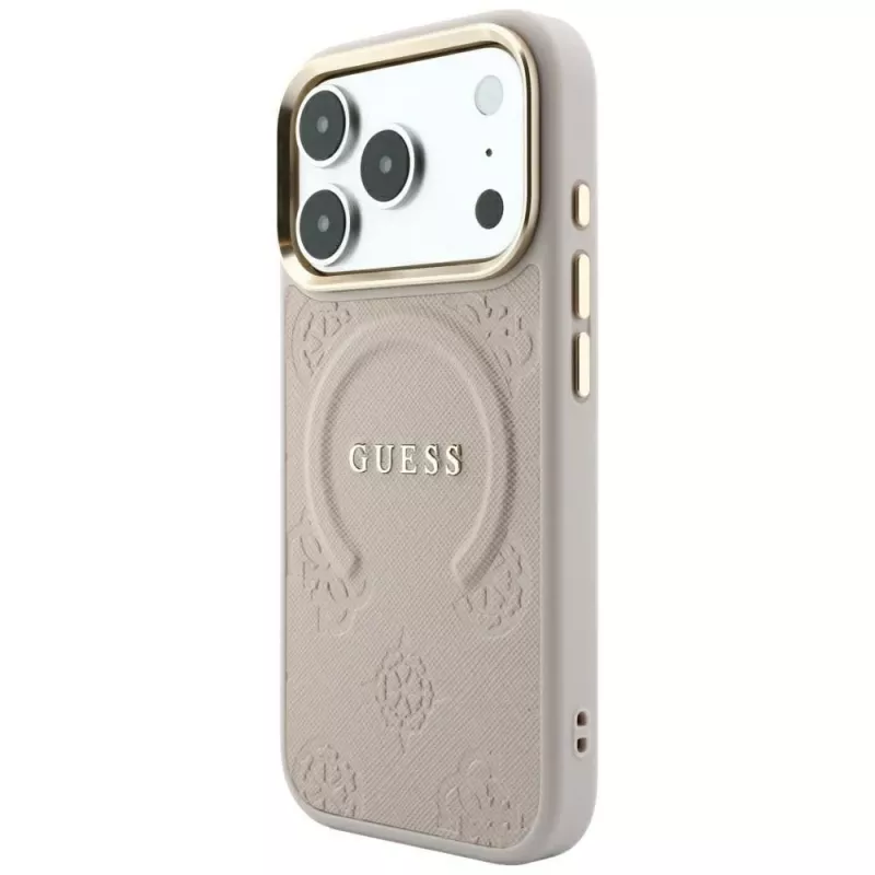 Guess Saffiano Peony & Ring MagSafe θήκη για iPhone 18 Pro / 17 Pro - ροζ