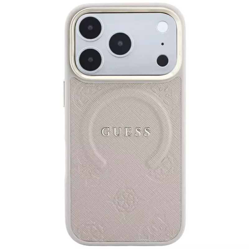 Guess Saffiano Peony & Ring MagSafe θήκη για iPhone 18 Pro / 17 Pro - ροζ