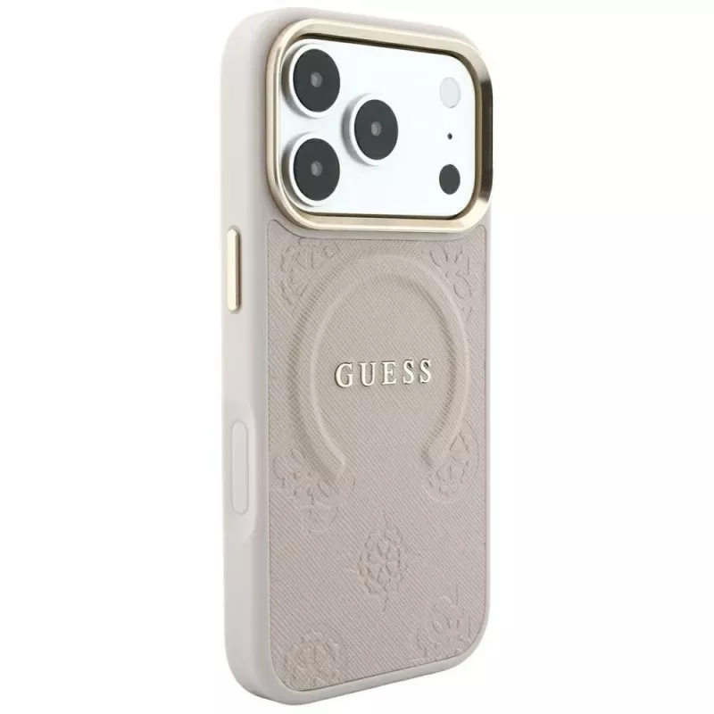 Guess Saffiano Peony & Ring MagSafe θήκη για iPhone 18 Pro / 17 Pro - ροζ
