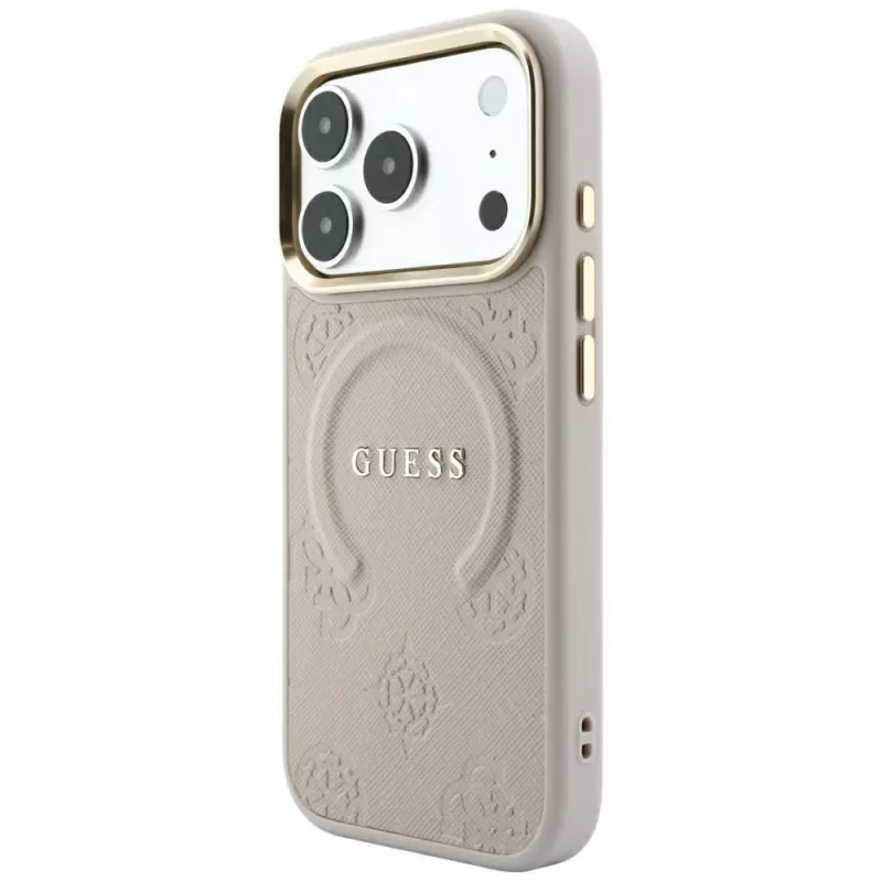 GUESS Saffiano Peony & Ring MagSafe θήκη για iPhone 18 Pro Max / 17 Pro Max - ροζ