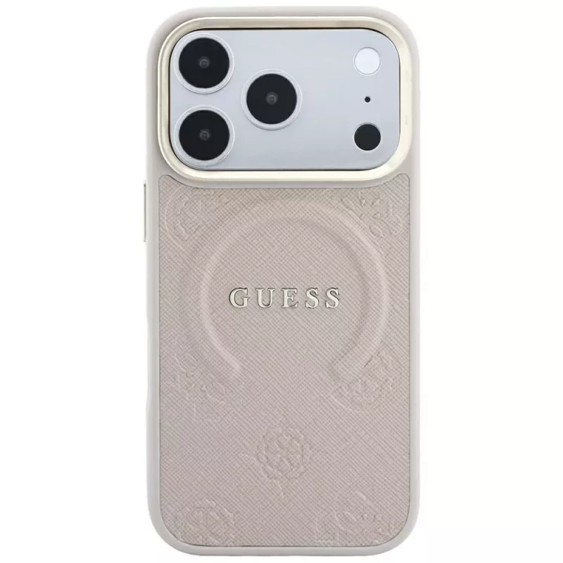 GUESS Saffiano Peony & Ring MagSafe θήκη για iPhone 18 Pro Max / 17 Pro Max - ροζ