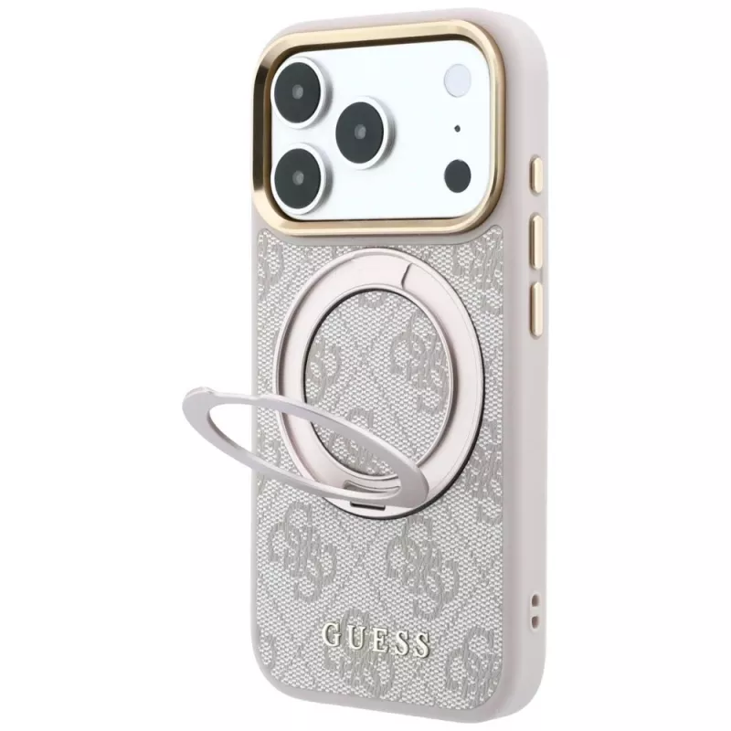 Guess Ring Stand 360 4G Classic Logo MagSafe θήκη για iPhone 18 Pro Max / 17 Pro Max - ροζ