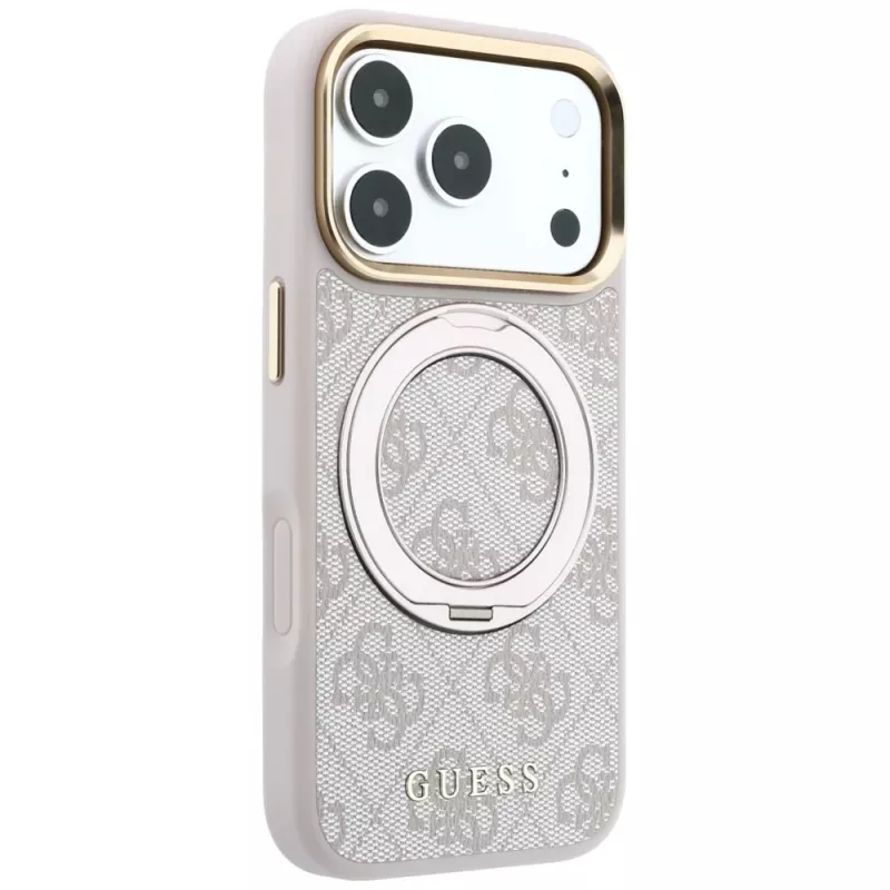Guess Ring Stand 360 4G Classic Logo MagSafe θήκη για iPhone 18 Pro Max / 17 Pro Max - ροζ