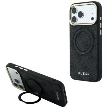Guess Ring Stand 360 4G Classic Logo MagSafe θήκη για iPhone 18 Pro / 17 Pro, μαύρο