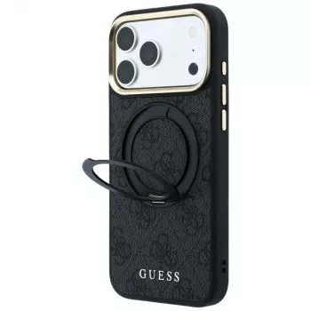 Guess Ring Stand 360 4G Classic Logo MagSafe θήκη για iPhone 18 Pro / 17 Pro, μαύρο