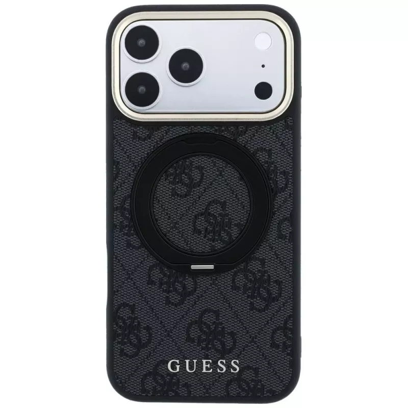 Guess Ring Stand 360 4G Classic Logo MagSafe θήκη για iPhone 18 Pro / 17 Pro, μαύρο