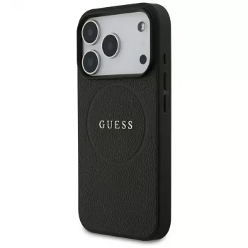 Guess Grained Gold Ring MagSafe θήκη για Apple iPhone 17 Pro / 18 Pro, μαύρο