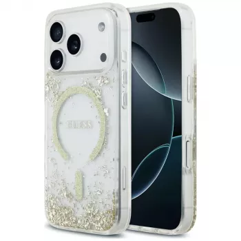 Guess Resin Bottom Glitter MagSafe θήκη για iPhone 18 Pro / 17 Pro, χρυσό