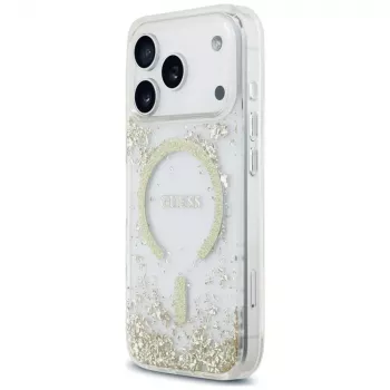 Guess Resin Bottom Glitter MagSafe θήκη για iPhone 18 Pro / 17 Pro, χρυσό