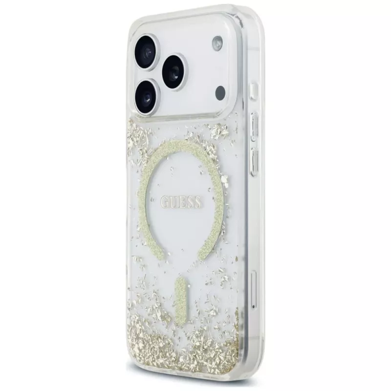 Guess Resin Bottom Glitter MagSafe θήκη για iPhone 18 Pro / 17 Pro, χρυσό