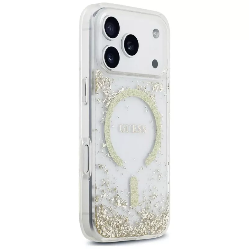 Guess Resin Bottom Glitter MagSafe θήκη για iPhone 18 Pro / 17 Pro, χρυσό