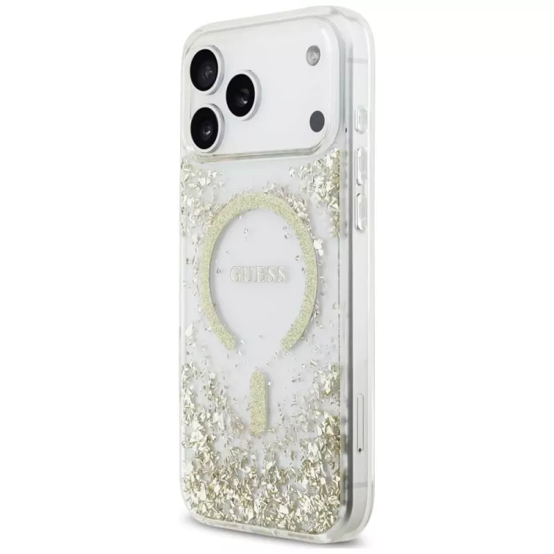 Guess Resin Bottom Glitter MagSafe θήκη για iPhone 18 Pro Max / 17 Pro Max, χρυσό