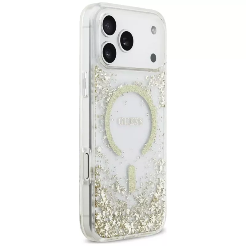 Guess Resin Bottom Glitter MagSafe θήκη για iPhone 18 Pro Max / 17 Pro Max, χρυσό
