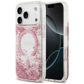 Guess Resin Bottom Glitter MagSafe θήκη για Apple iPhone 18 Pro / 17 Pro, ροζ