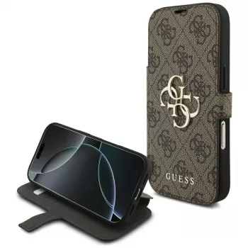 Guess Book 4G Metal Logo θήκη για Apple iPhone 18 Pro / 17 Pro – καφέ