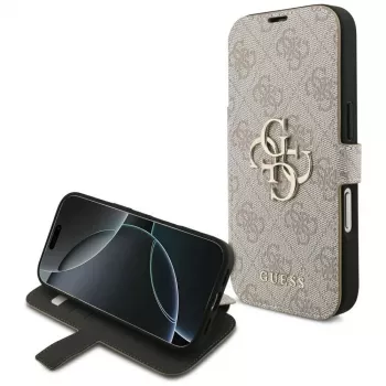 Guess Book 4G Metal Logo θήκη folio για iPhone 16 Pro / 17 Pro - ροζ