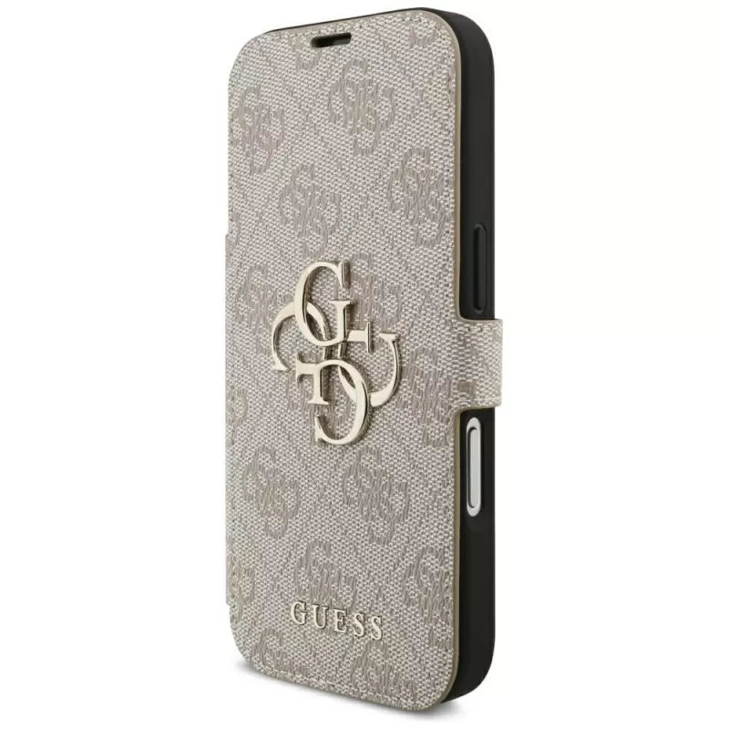 Guess Book 4G Metal Logo θήκη folio για iPhone 16 Pro / 17 Pro - ροζ