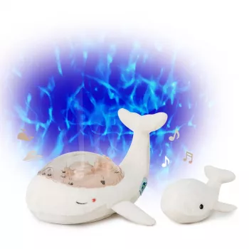 Cloud B Tranquil Whale σετ βοήθειας ύπνου με προβολέα και κουδουνίστρα - λευκό