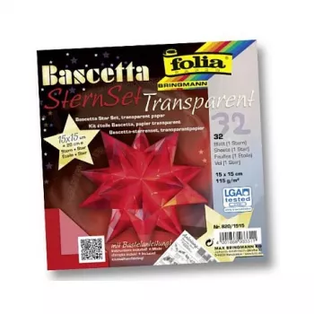 Folia Bascetta Star σετ χαρτιού origami, 32 φύλλα, 15 x 15 cm, διάφορα χρώματα, 80 g/m², ματ