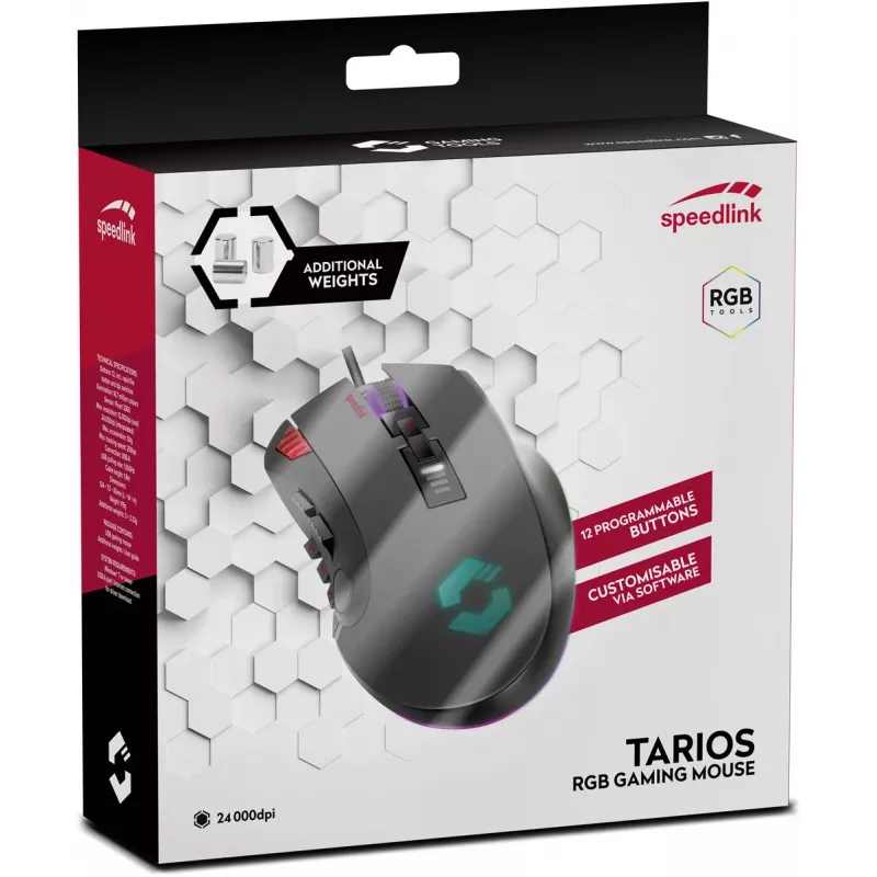 Speedlink Tarios ενσύρματο gaming ποντίκι USB, RGB, 24000 DPI (SL-680012-BK)