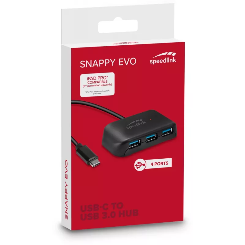Hub USB-C σε 4 θύρες USB 3.0 Speedlink Snappy Evo (SL-140202-BK)