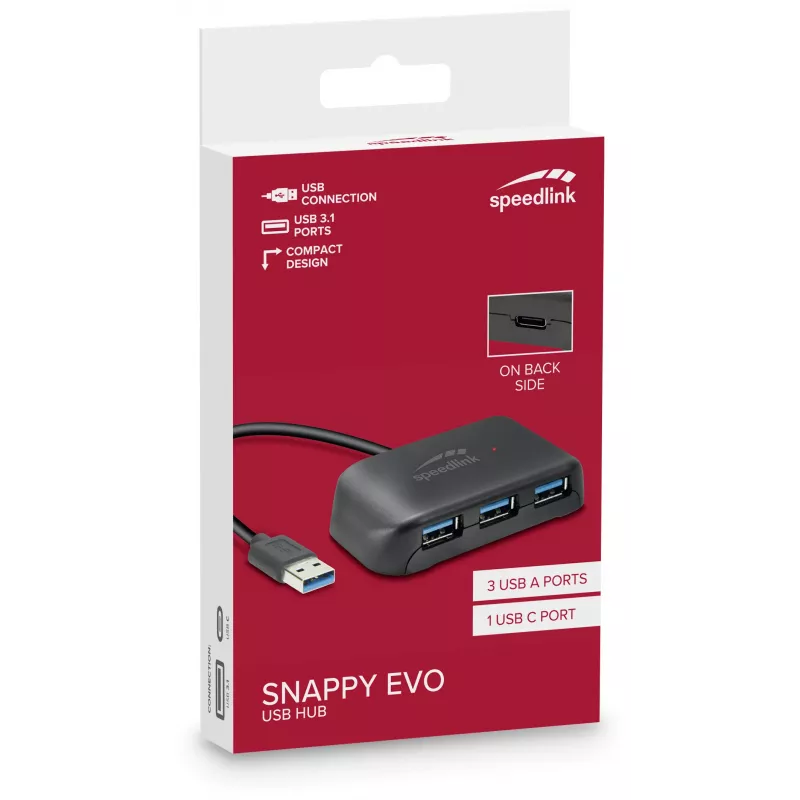 Hub USB 3.1 4 θυρών Speedlink Snappy Evo (SL-140109-BK)