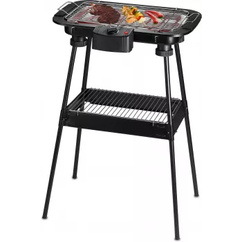 Techwood TBQ-836P Ηλεκτρική ψησταριά με τρίποδο, 2000W, 36,5 cm επιχρωμιωμένη σχάρα, Μαύρη