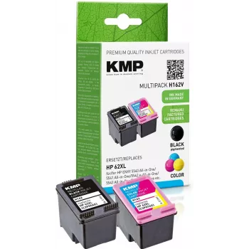 KMP 1741.400500 MultiPack Μαύρο & Τριών-χρωμάτων Μελάνια Συμβατά με HP 62XL (C2P05AE/C2P07AE) - Συσκευασία 2 τεμ.