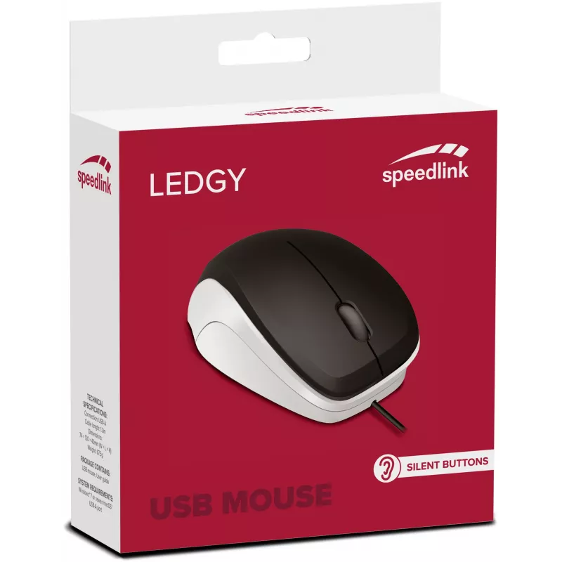 Speedlink Ledgy Αθόρυβο ποντίκι, μαύρο/λευκό (SL-610015-BKWE)