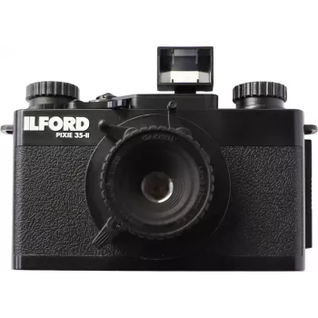 ILFORD PIXIE 35mm Point & Shoot Φωτογραφική Μηχανή – Ασημί/Μαύρο, Ενσωματωμένο Flash, Autofocus