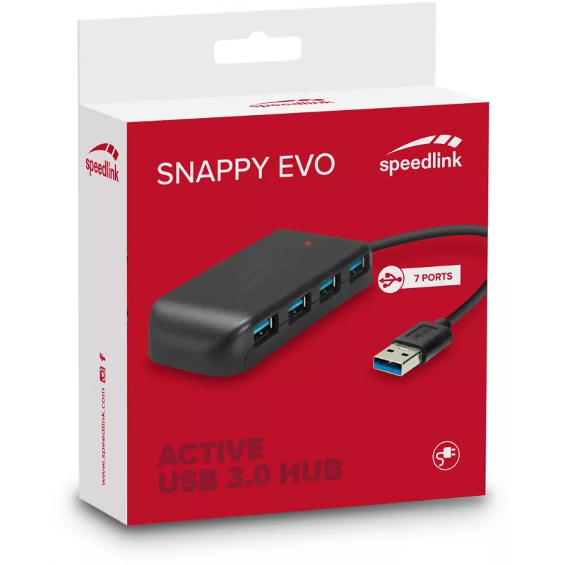 Speedlink Snappy Evo USB 3.0 Hub 7 θυρών (SL-140108-BK)