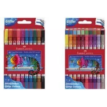 Faber-Castell μαρκαδόροι glitter διπλής μύτης, συσκευασία 20 τεμ. με φαρδιά και λεπτή μύτη (3-5 mm / 1 mm), ξεπλένονται - 151108