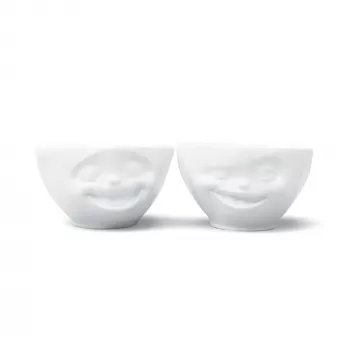 FIFTYEIGHT PRODUCTS σετ μπολ 200ml - Lachend & Zwinkernd, λευκό (2 τεμ.)