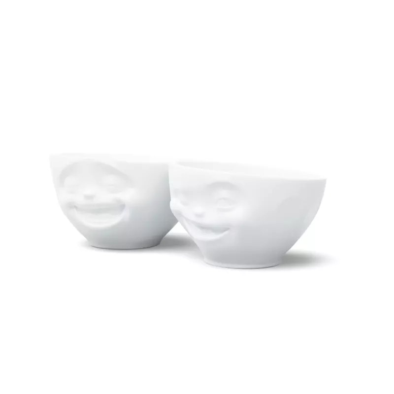 FIFTYEIGHT PRODUCTS σετ μπολ 200ml - Lachend & Zwinkernd, λευκό (2 τεμ.)