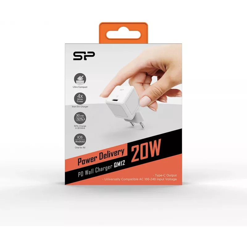 Silicon Power Boost Charger QM12 20W USB-C PD φορτιστής, λευκό (SP20WASYQM121PCW)