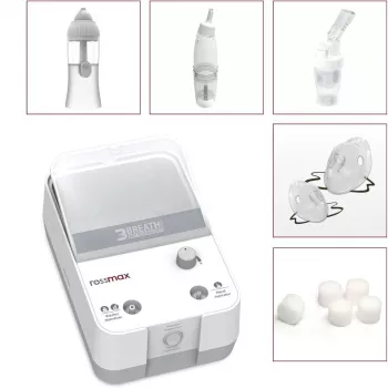 Rossmax NK1000 3-in-1 Νεφελοποιητής με συμπιεστή εμβόλου με πλύση ρινός και αναρρόφηση, μέγεθος σωματιδίων 2,5 μm, δόση λεπτών σωματιδίων >80 %, ρυθμός νεφελοποίησης 0,35 ml/min, δοχείο φαρμάκου 5 ml, χωρητικότητα πλύσης ρινός 10 ml, θόρυβος <60 dB, συνεχής λειτουργία, ενήλικες & παιδιά