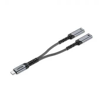 Unitek USB-C Αντάπτορας ήχου & φόρτισης με 60W Power Delivery, 15 cm, Space Grey