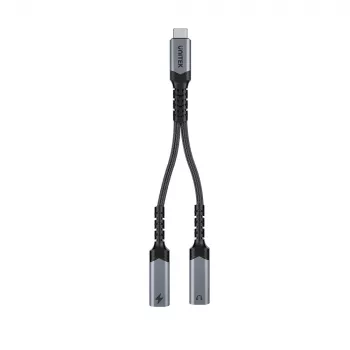 Unitek USB-C Αντάπτορας ήχου & φόρτισης με 60W Power Delivery, 15 cm, Space Grey