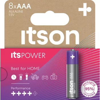 ITSON LR03IPO/8HH μπαταρίες AAA αλκαλικές – συσκευασία 8 τεμ., 1,5 V, 10 χρόνια διάρκεια αποθήκευσης, χωρίς υδράργυρο